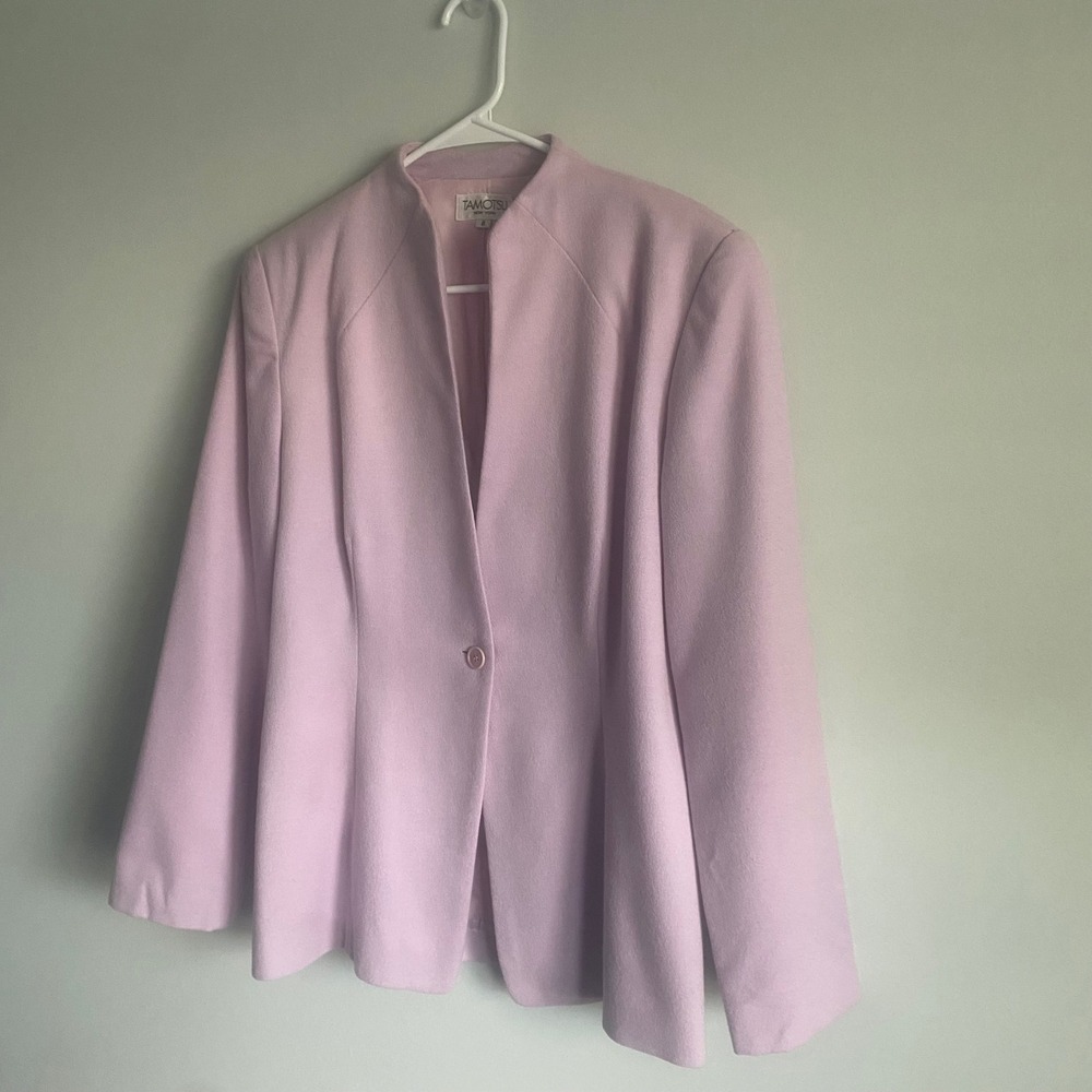 Tamotsu New York Vintage Lilac Wool Cashmere Blazer Jacket Size 8 - Picture 3 of 6
